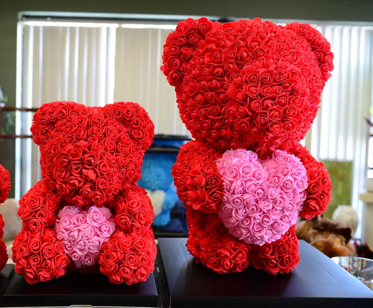 Teddy bears made from roses deals