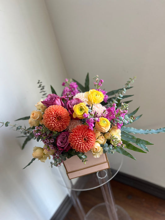 Sunset Bliss Flower Box Arrangement