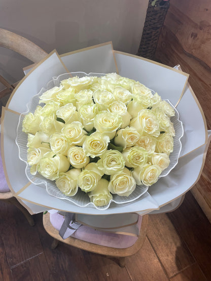 Pure Elegance White Roses Bouquet